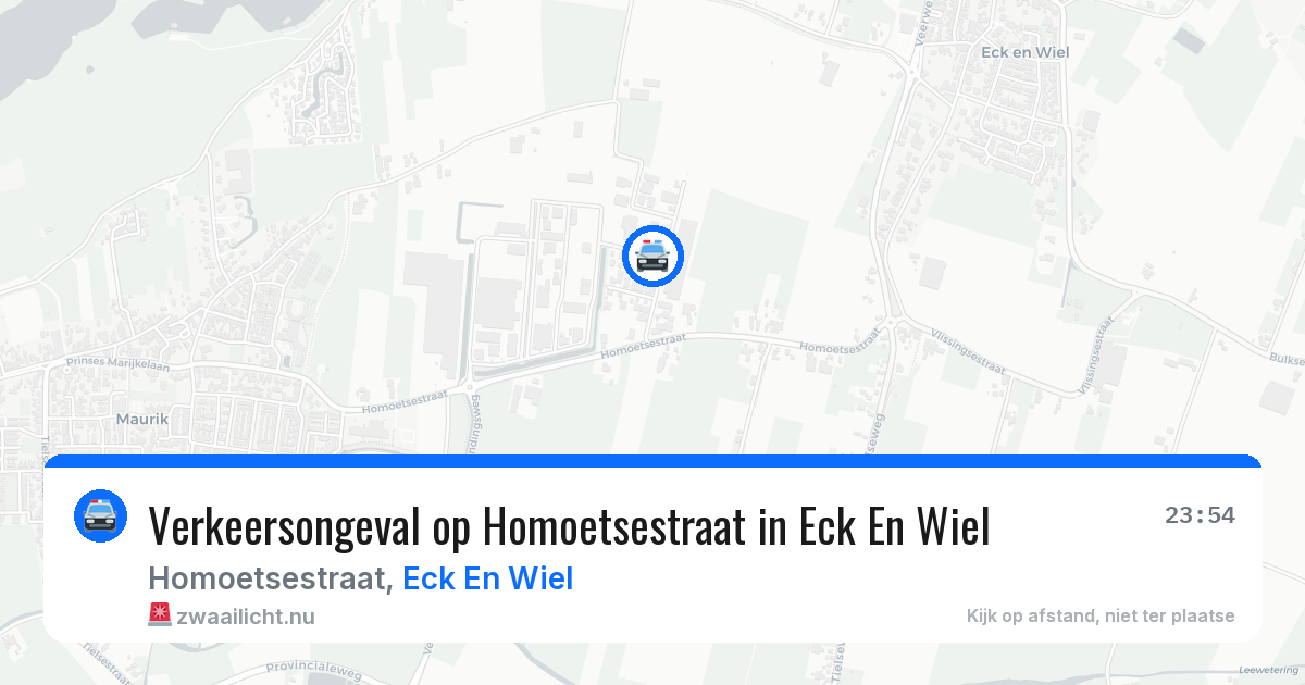 Verkeersongeval op Homoetsestraat in Eck En Wiel — 24 mei 2026