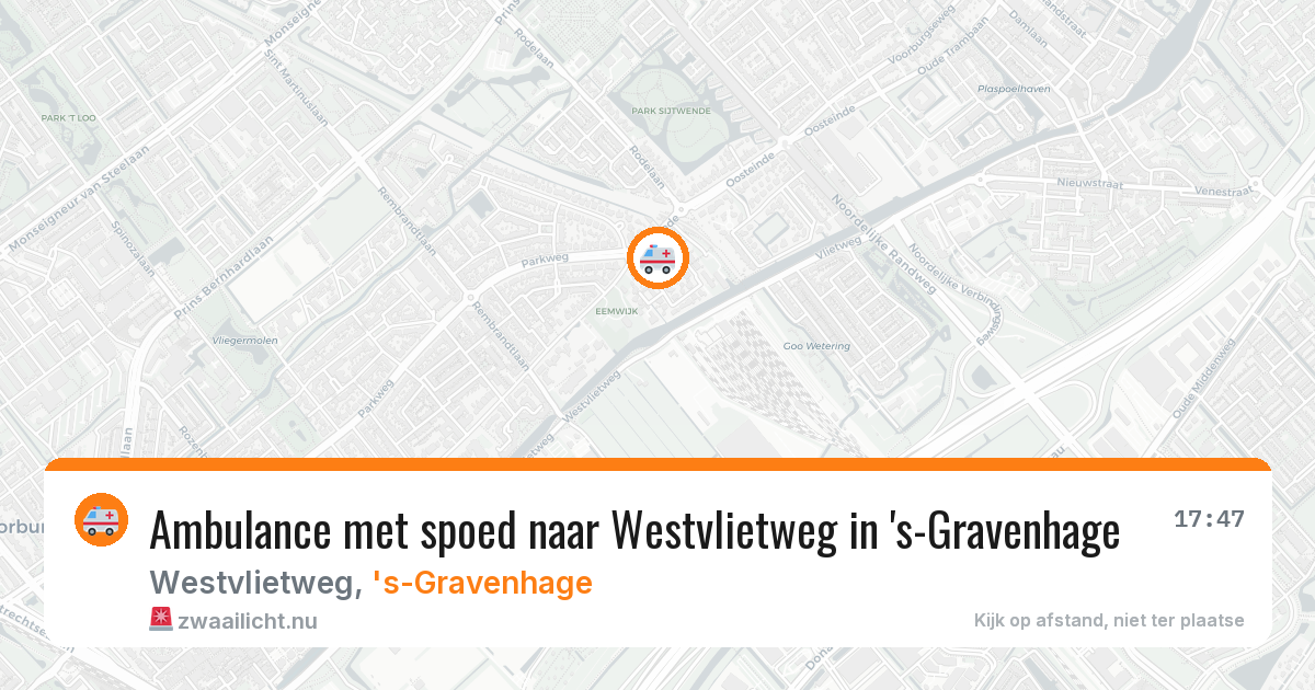 Ambulance met spoed naar Westvlietweg in 's-Gravenhage — 20 apr 2026