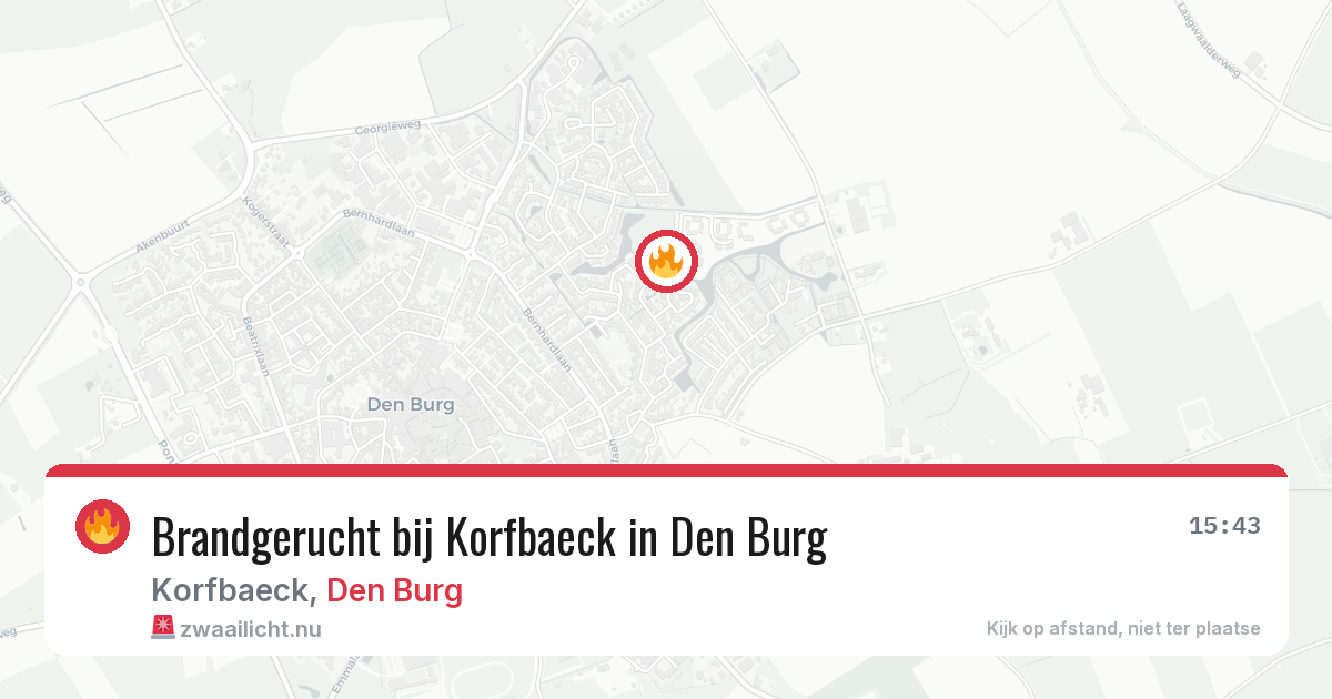 Brandgerucht bij Korfbaeck in Den Burg — 21 jul 2026