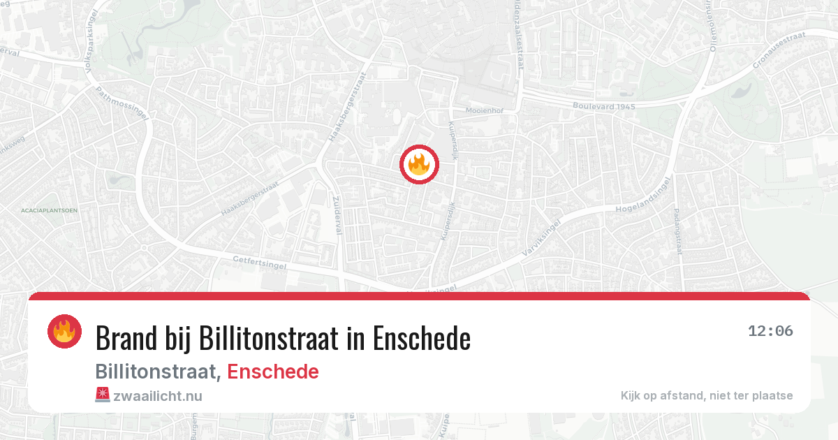 Brand bij Billitonstraat in Enschede — 25 mei 2026