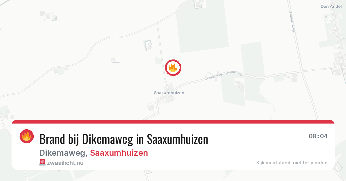 Brand bij Dikemaweg in Saaxumhuizen — 21 apr 2026