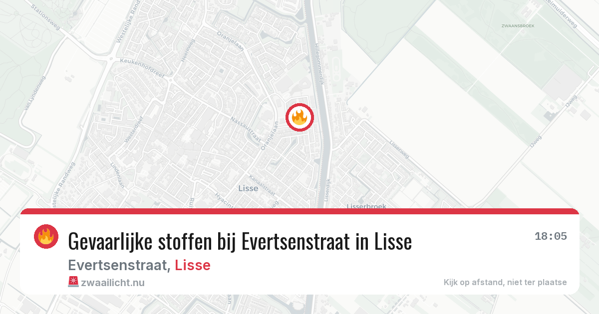 Gevaarlijke stoffen bij Evertsenstraat in Lisse — 23 jul 2026