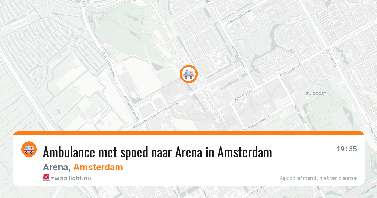 Ambulance met spoed naar Arena in Amsterdam — 16 mei 2026