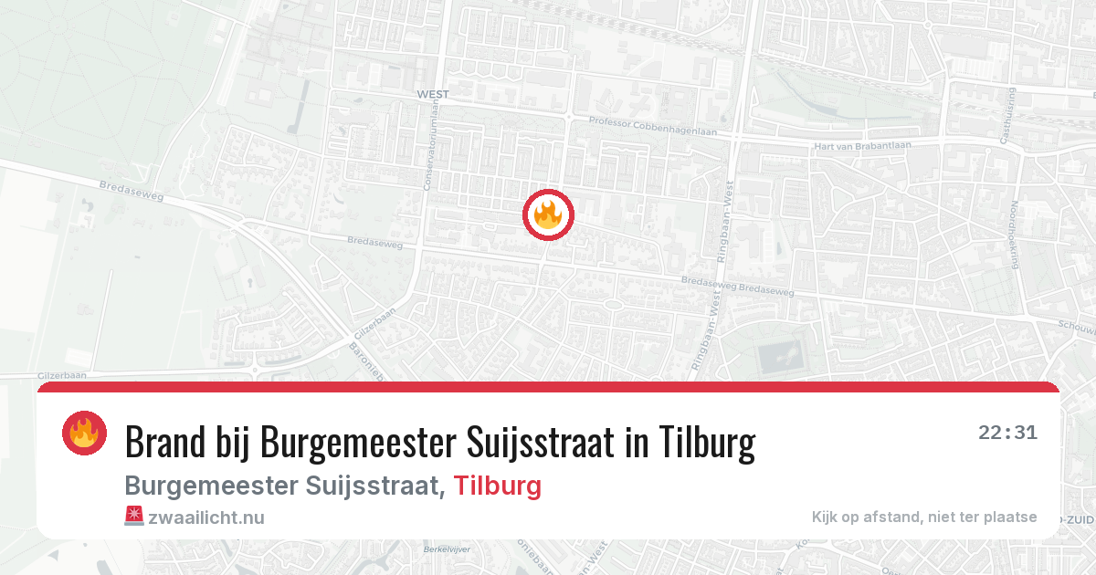 Brand bij Burgemeester Suijsstraat in Tilburg — 18 jul 2026