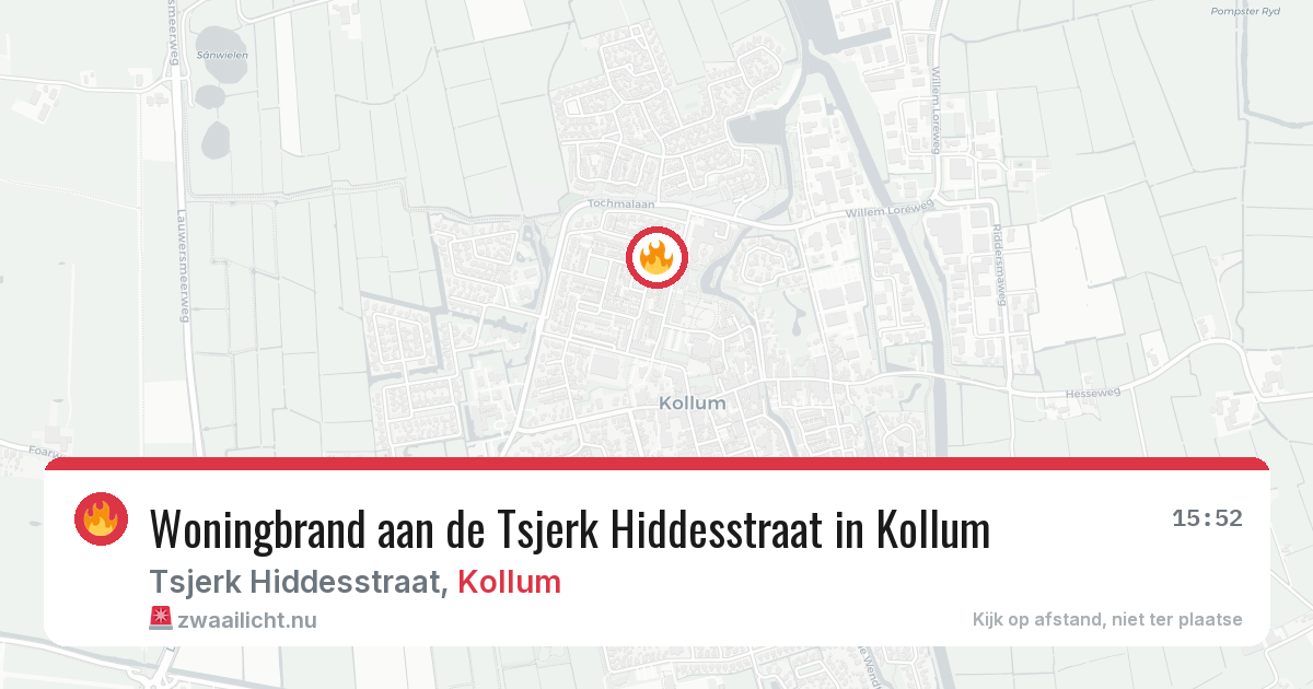 Woningbrand aan de Tsjerk Hiddesstraat in Kollum — 27 mei 2026