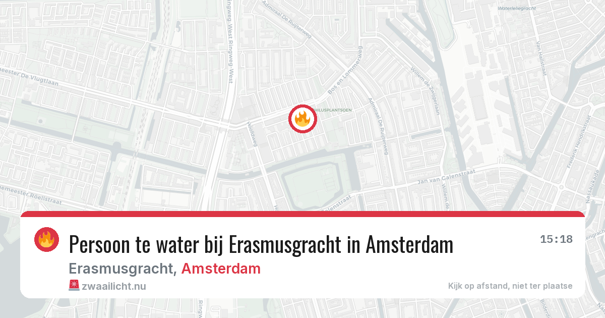 Persoon te water bij Erasmusgracht in Amsterdam — 11 jul 2026