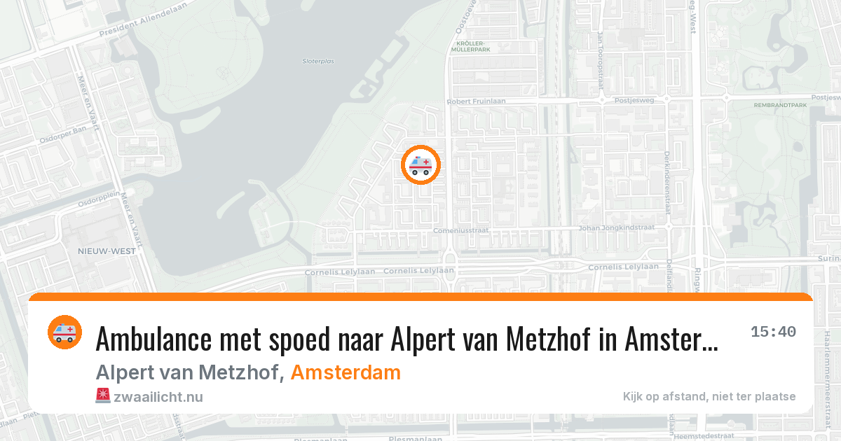 Ambulance met spoed naar Alpert van Metzhof in Amsterdam — 9 jul 2026