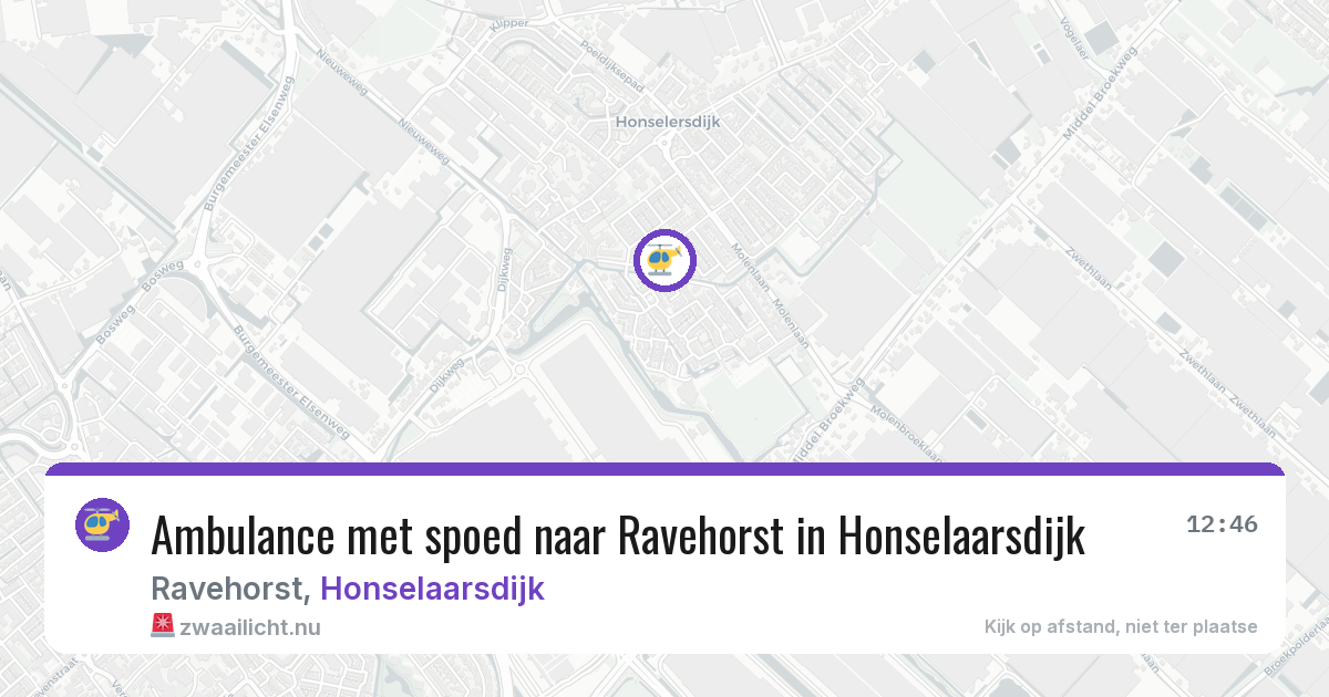 Ambulance met spoed naar Ravehorst in Honselaarsdijk — 19 mei 2026