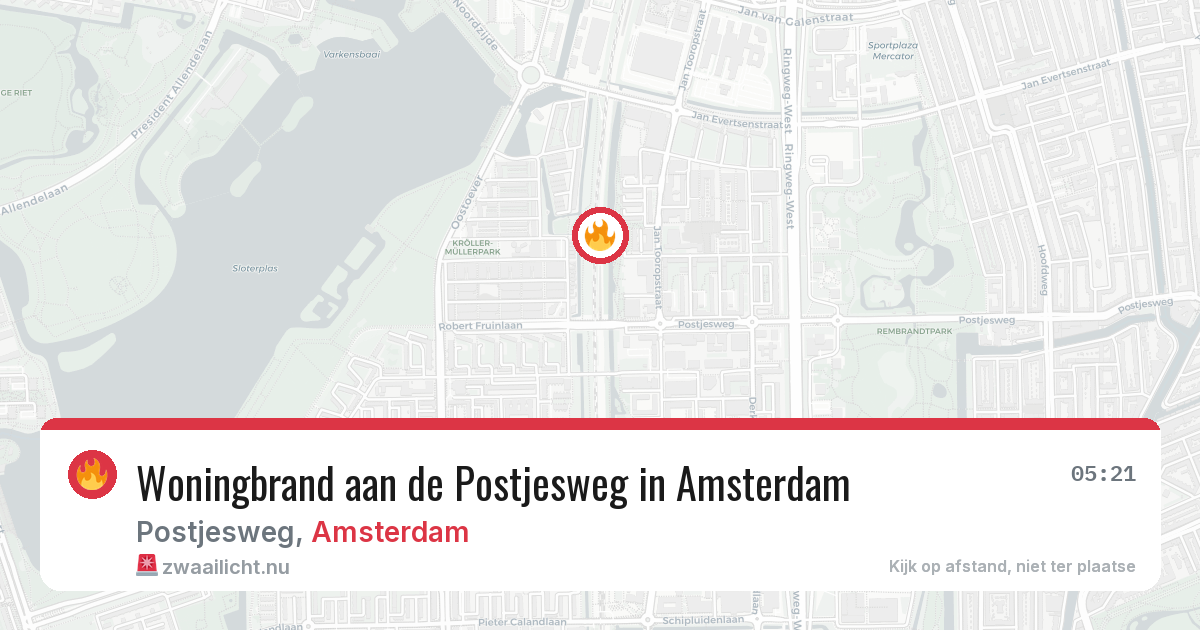 Woningbrand aan de Postjesweg in Amsterdam — 21 jul 2026