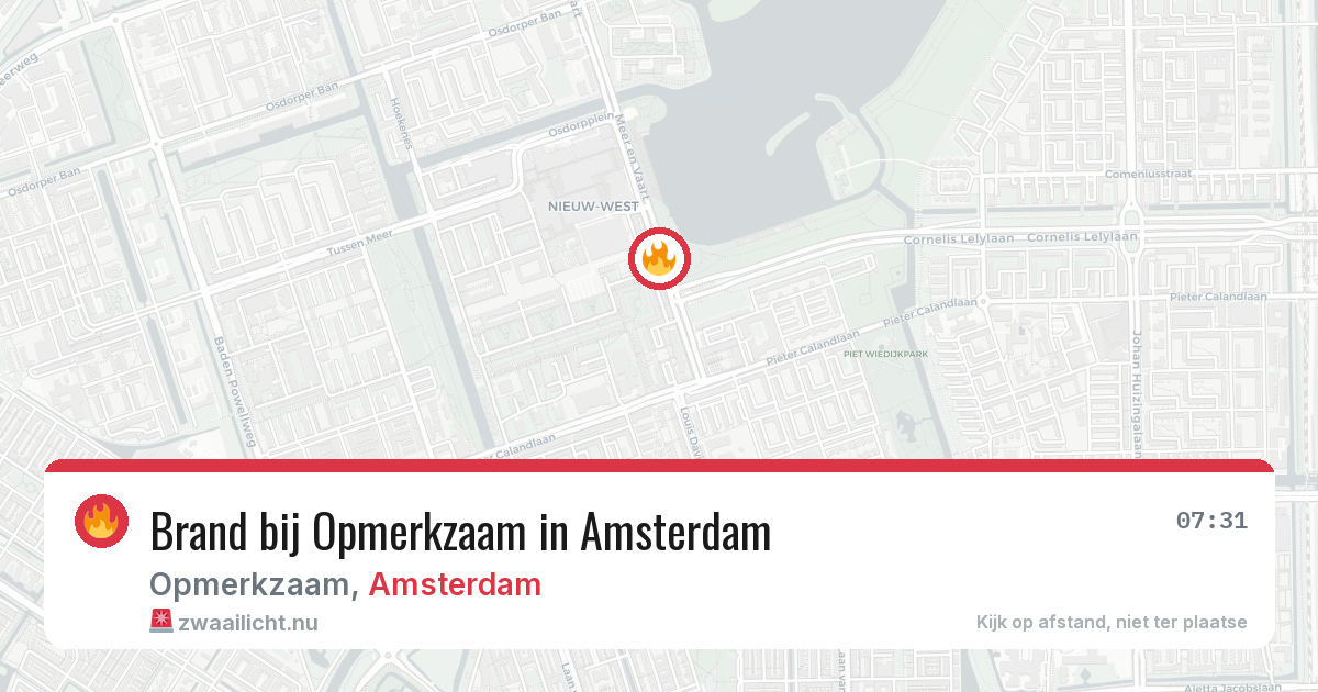 Brand bij Opmerkzaam in Amsterdam — 18 mei 2026