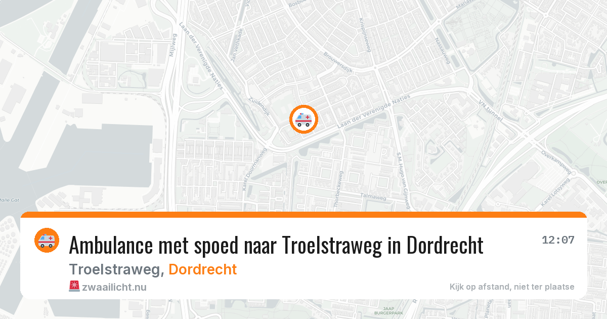 Ambulance met spoed naar Troelstraweg in Dordrecht — 18 jul 2026