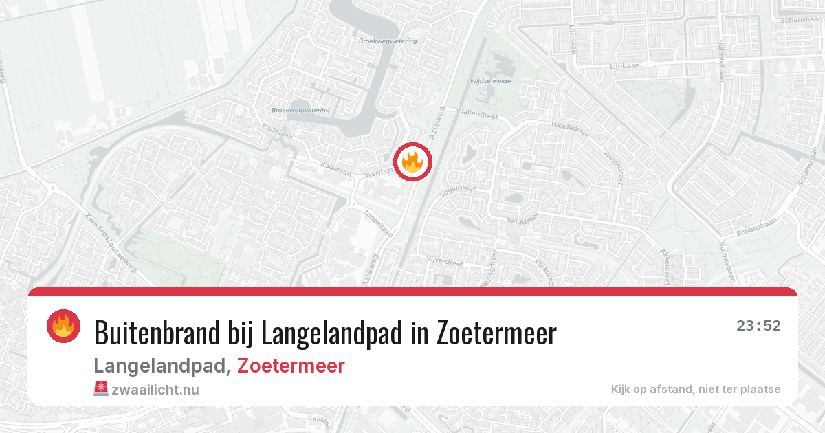 Buitenbrand bij Langelandpad in Zoetermeer — 23 mei 2026