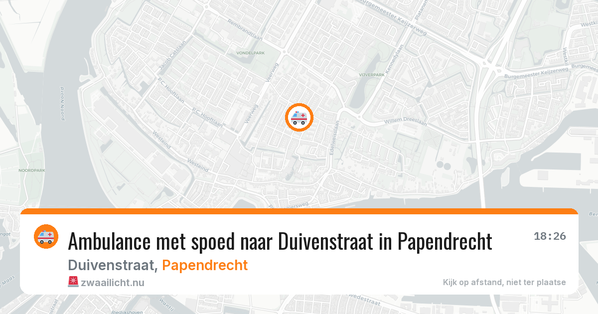 Ambulance met spoed naar Duivenstraat in Papendrecht — 15 mrt 2026
