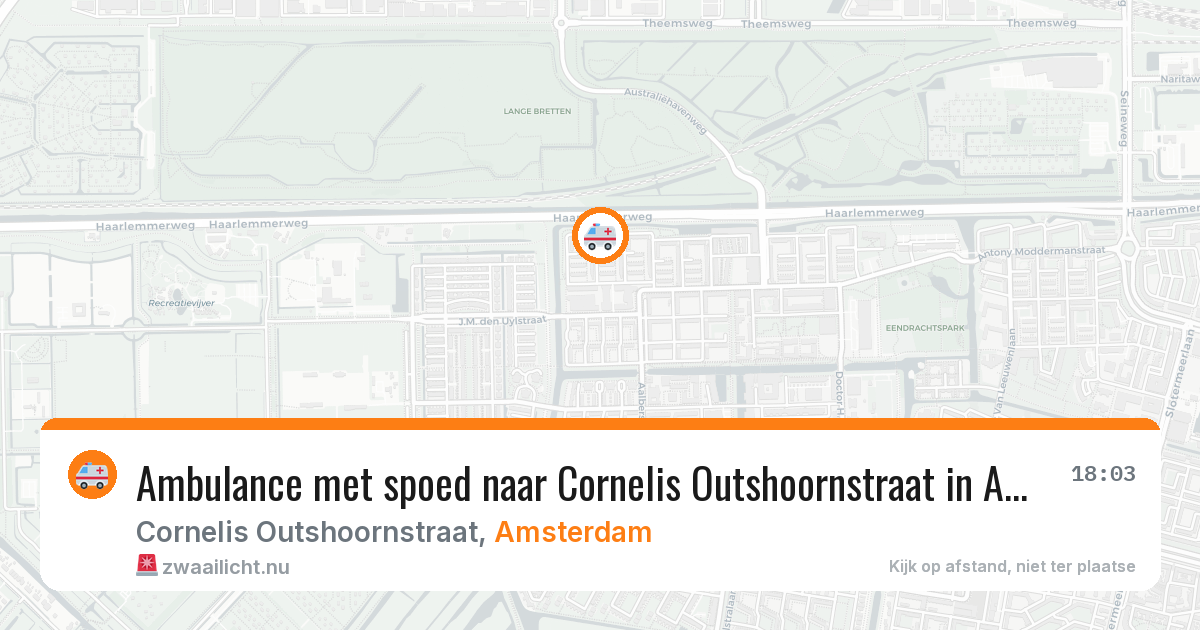 Ambulance met spoed naar Cornelis Outshoornstraat in Amsterdam — 14 mrt 2026