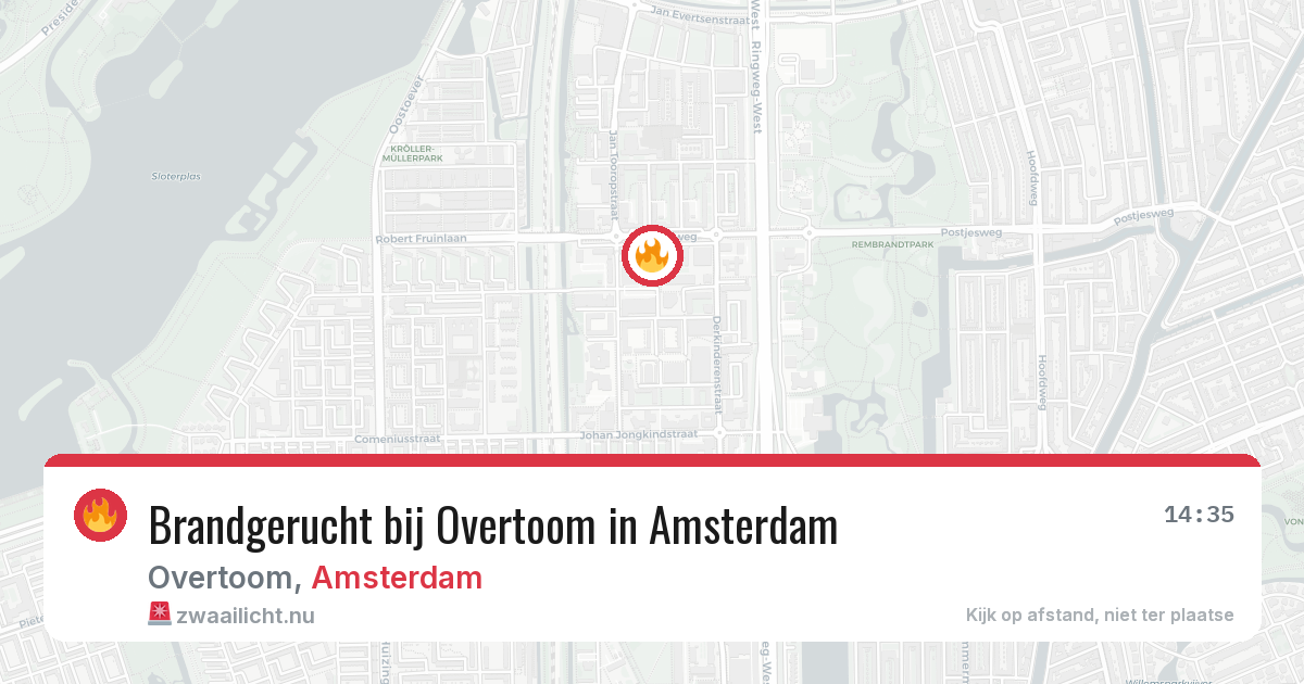 Brandgerucht bij Overtoom in Amsterdam — 1 apr 2026