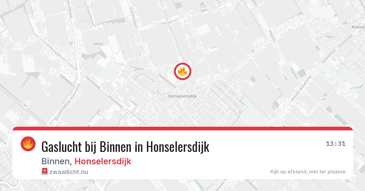 Gaslucht bij Binnen in Honselersdijk — 15 apr 2026