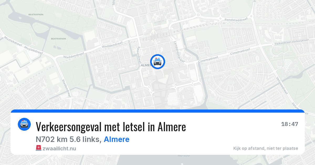 Verkeersongeval met letsel in Almere — 18 mei 2026