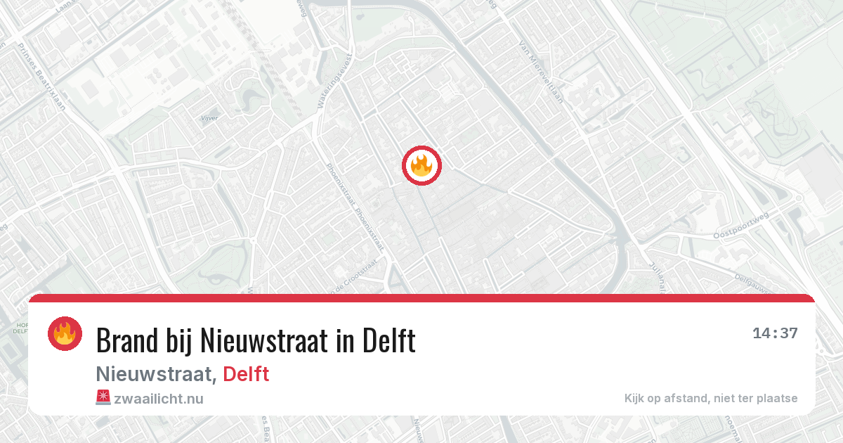 Brand bij Nieuwstraat in Delft — 13 jul 2026