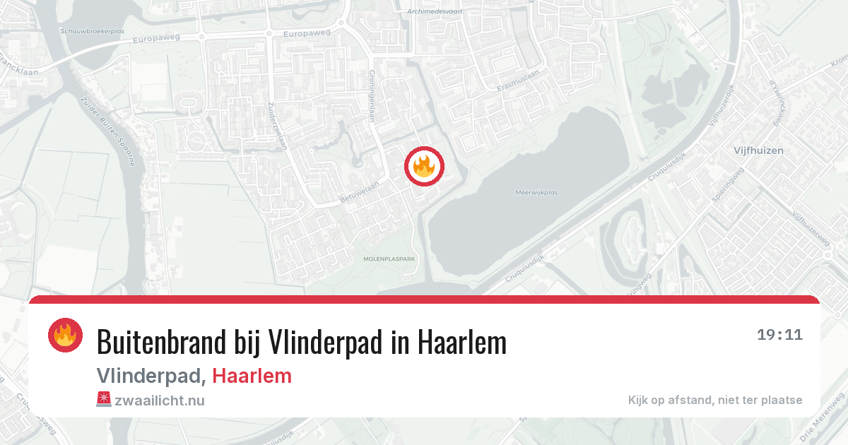 Buitenbrand bij Vlinderpad in Haarlem — 14 jul 2026