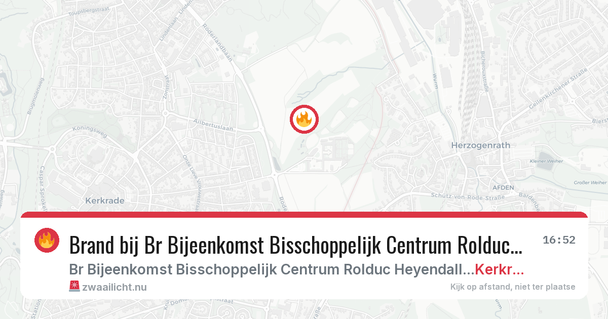 Brand bij Br Bijeenkomst Bisschoppelijk Centrum Rolduc Heyendallaan Kerkrade in Kerkrade — 22 mei 2026