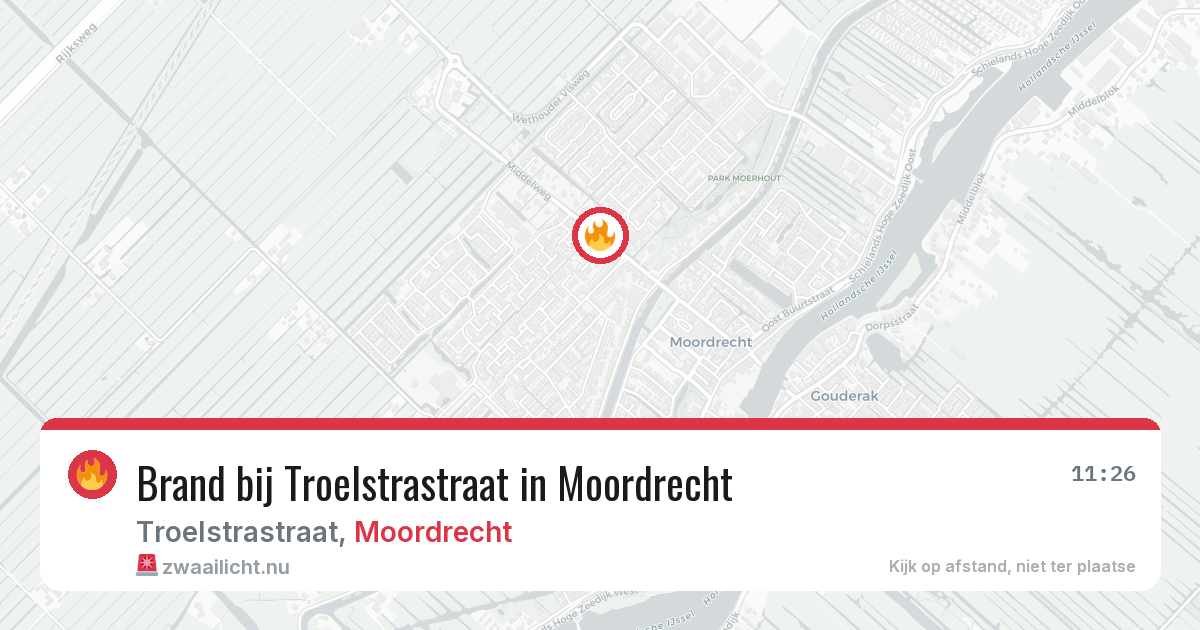 Brand bij Troelstrastraat in Moordrecht — 6 mrt 2026