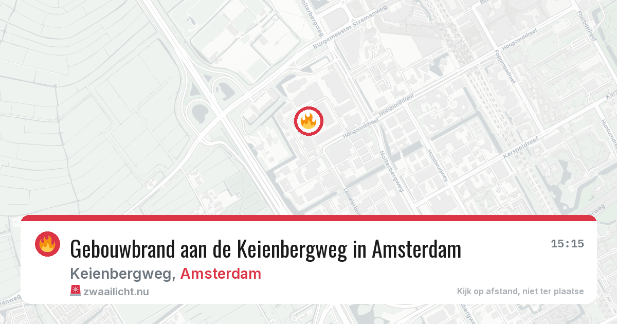 Gebouwbrand aan de Keienbergweg in Amsterdam — 12 jul 2026
