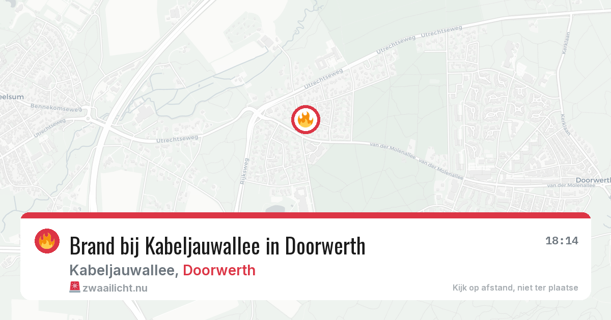 Brand bij Kabeljauwallee in Doorwerth — 26 jul 2026