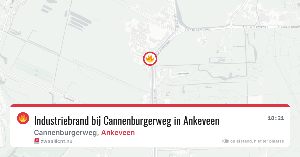 Industriebrand bij Cannenburgerweg in Ankeveen — 9 jul 2026