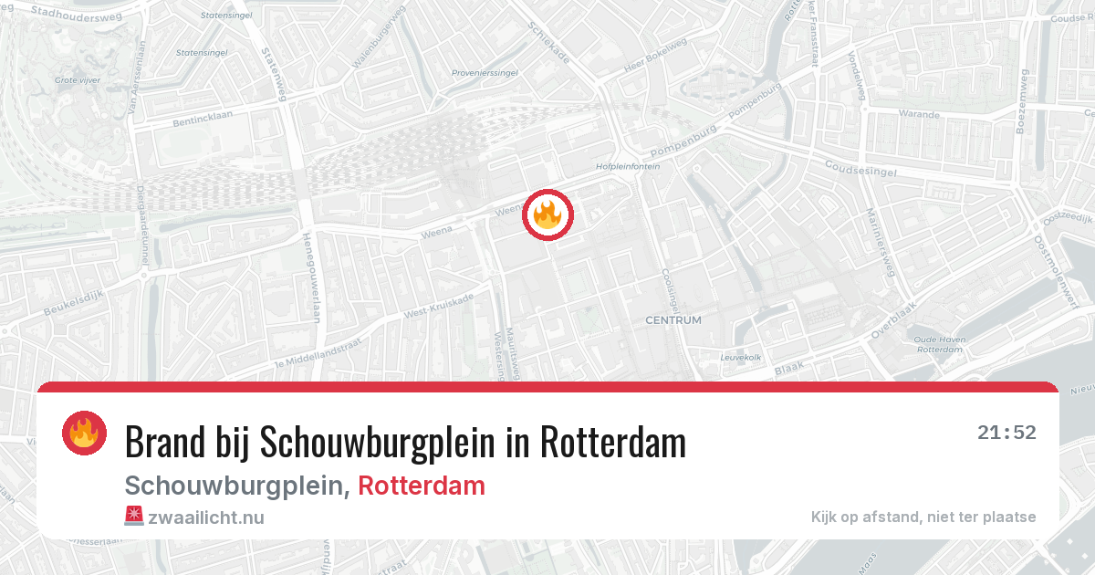Brand bij Schouwburgplein in Rotterdam — 29 mei 2026