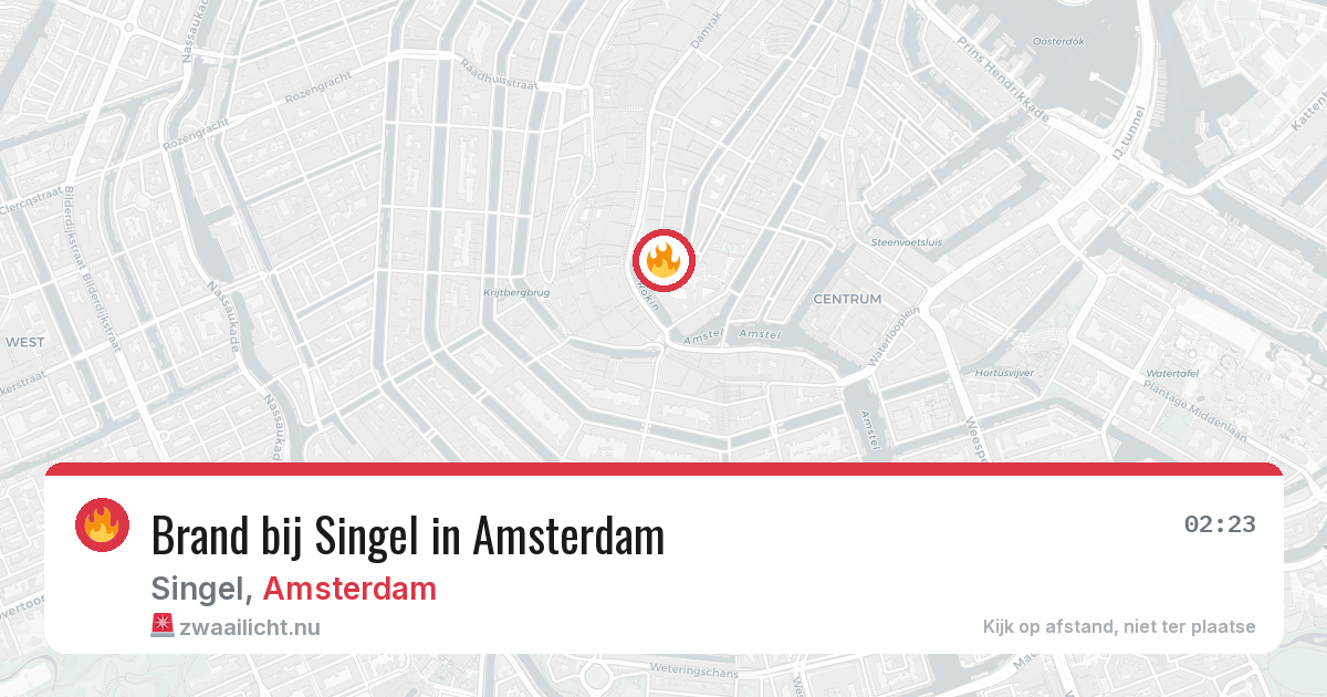 Brand bij Singel in Amsterdam — 20 mei 2026