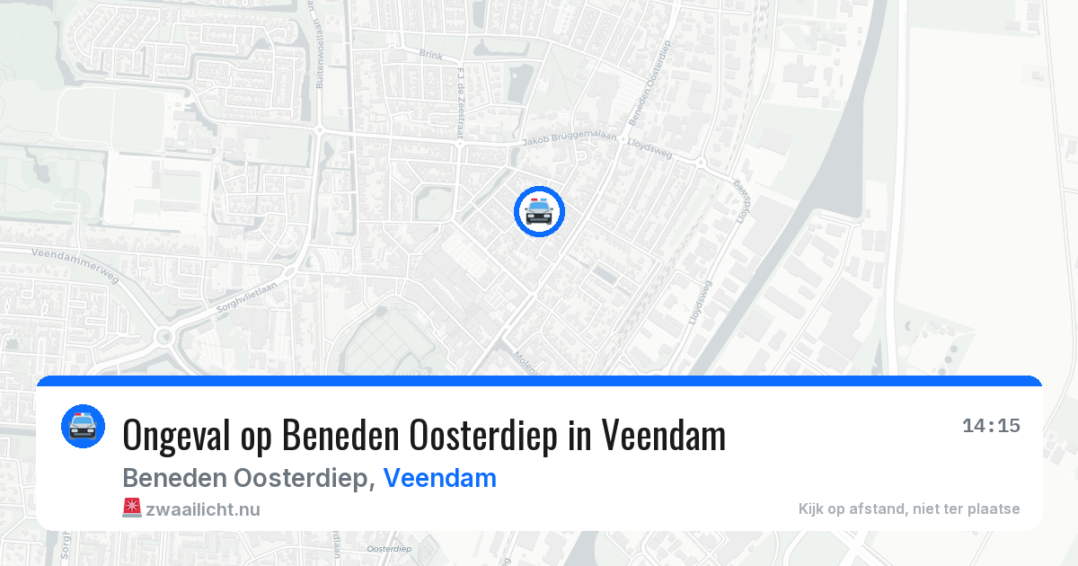 Ongeval op Beneden Oosterdiep in Veendam — 9 jul 2026