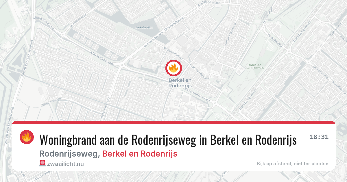 Woningbrand aan de Rodenrijseweg in Berkel en Rodenrijs — 15 mei 2026