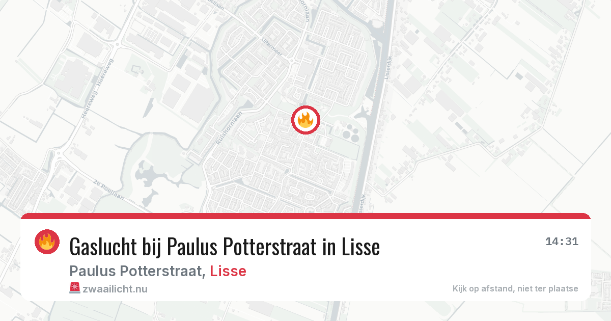 Gaslucht bij Paulus Potterstraat in Lisse — 16 jul 2026