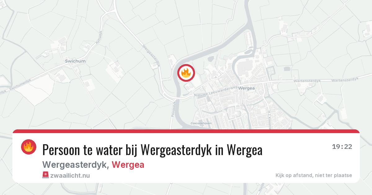 Persoon te water bij Wergeasterdyk in Wergea — 24 feb 2026
