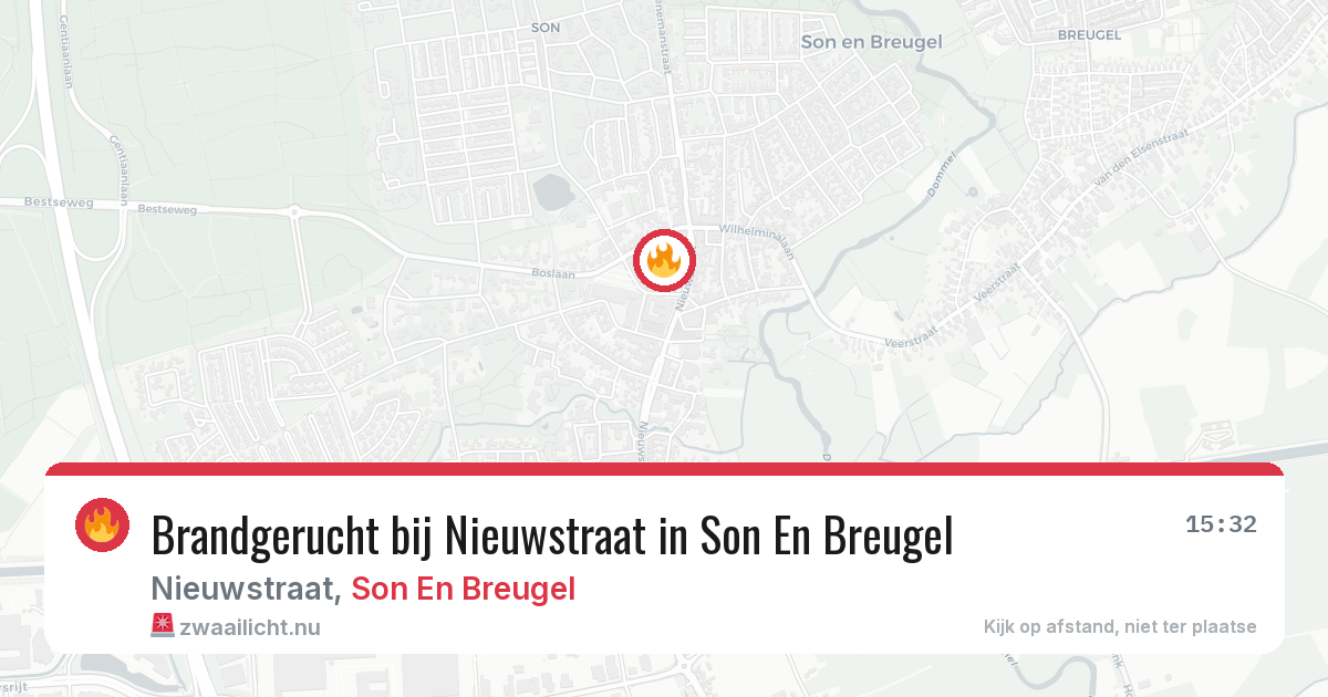 Brandgerucht bij Nieuwstraat in Son En Breugel — 9 mei 2026