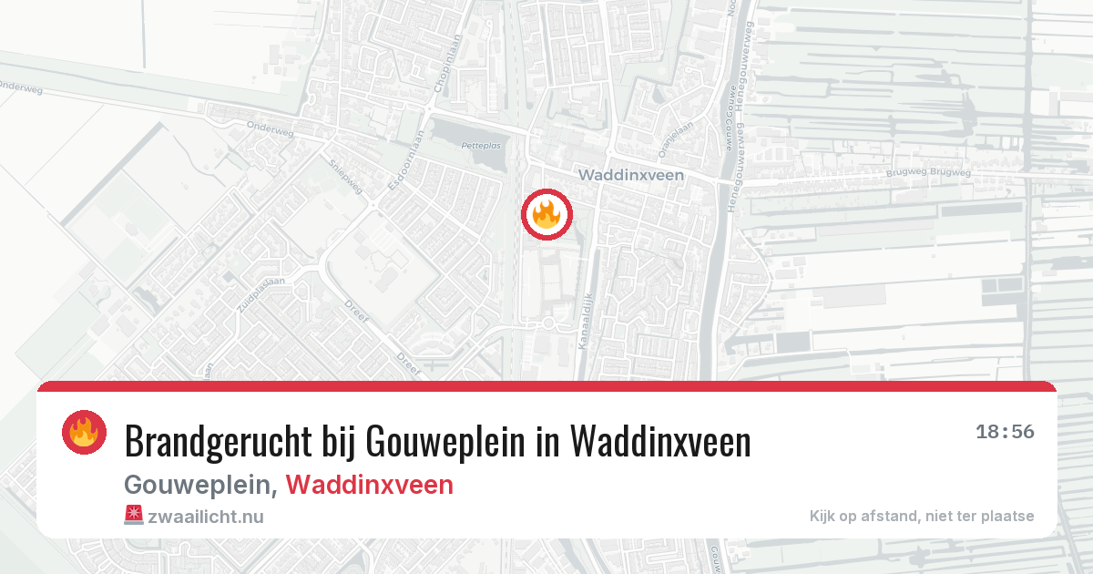 Brandgerucht bij Gouweplein in Waddinxveen — 17 jul 2026
