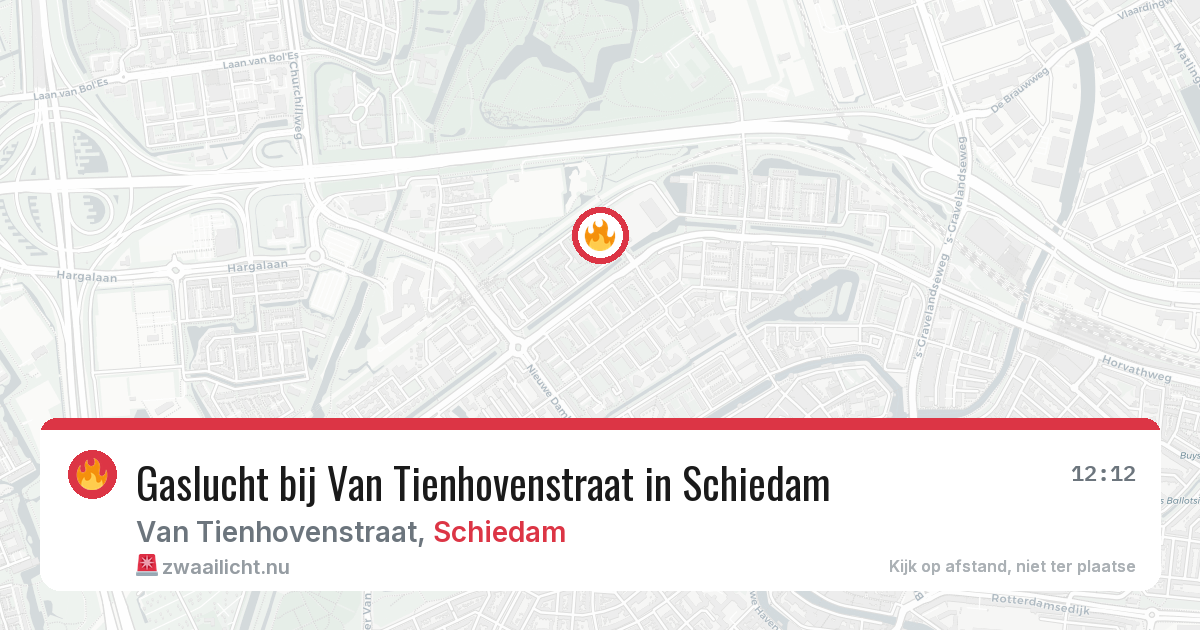 Gaslucht bij Van Tienhovenstraat in Schiedam — 14 jul 2026