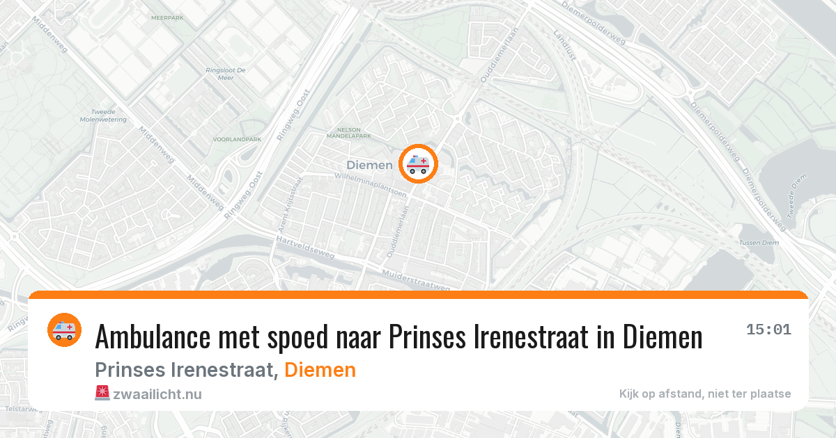 Ambulance met spoed naar Prinses Irenestraat in Diemen — 26 mrt 2026