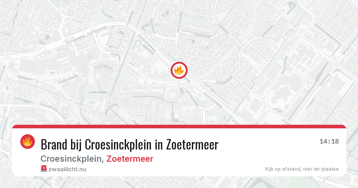 Brand bij Croesinckplein in Zoetermeer — 10 mei 2026