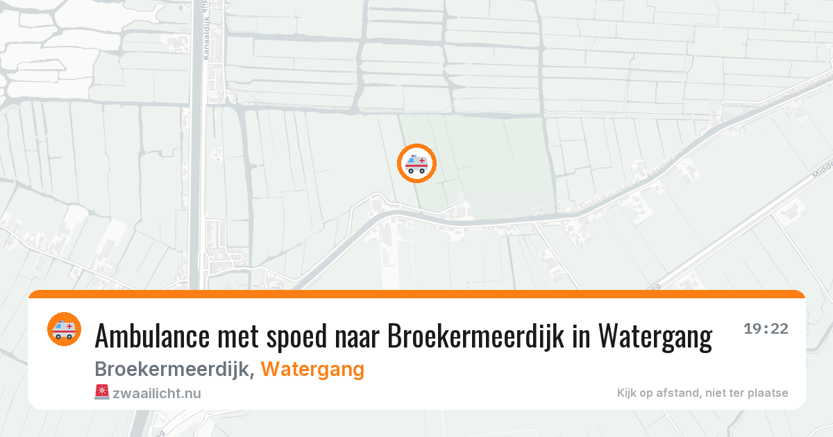 Ambulance met spoed naar Broekermeerdijk in Watergang — 25 mrt 2026
