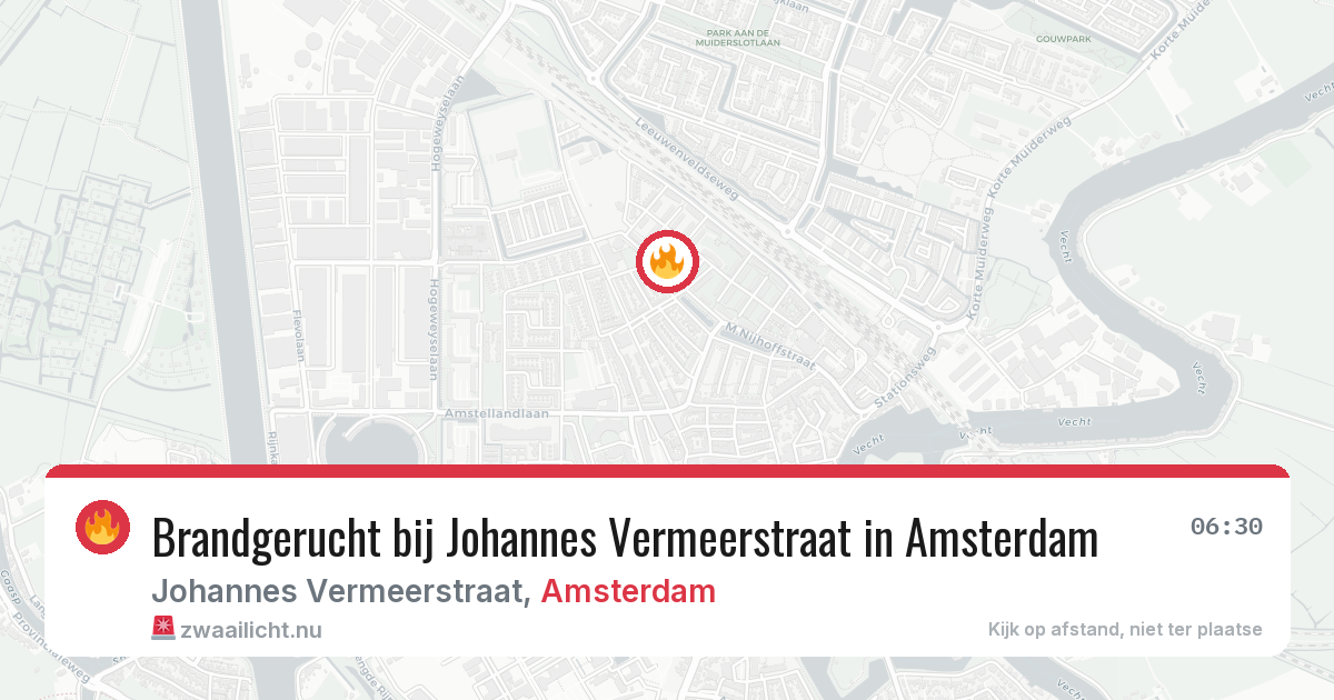 Brandgerucht bij Johannes Vermeerstraat in Amsterdam — 18 mrt 2026