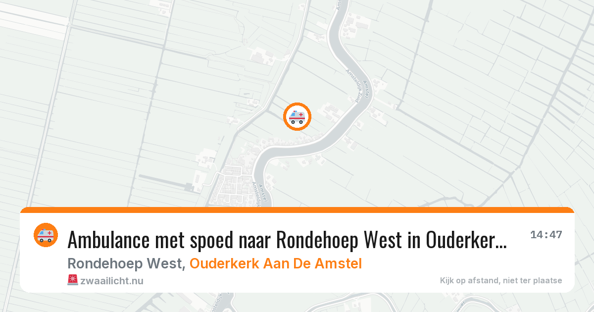 Ambulance met spoed naar Rondehoep West in Ouderkerk Aan De Amstel — 22 apr 2026