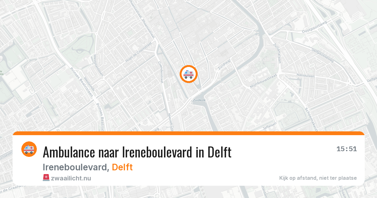 Ambulance naar Ireneboulevard in Delft — 16 jul 2026