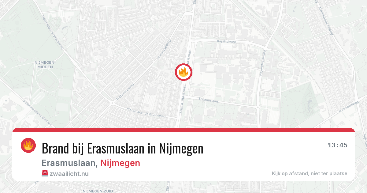 Brand bij Erasmuslaan in Nijmegen — 13 jul 2026