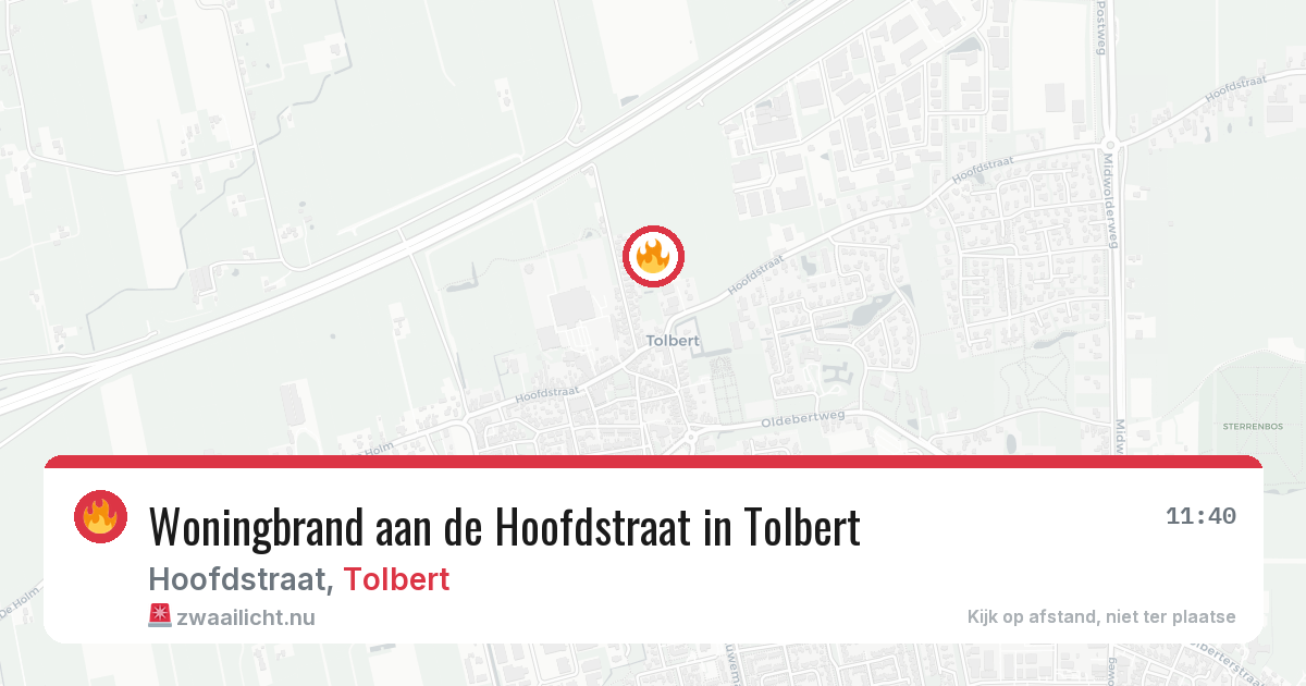 Woningbrand aan de Hoofdstraat in Tolbert — 28 jan 2026