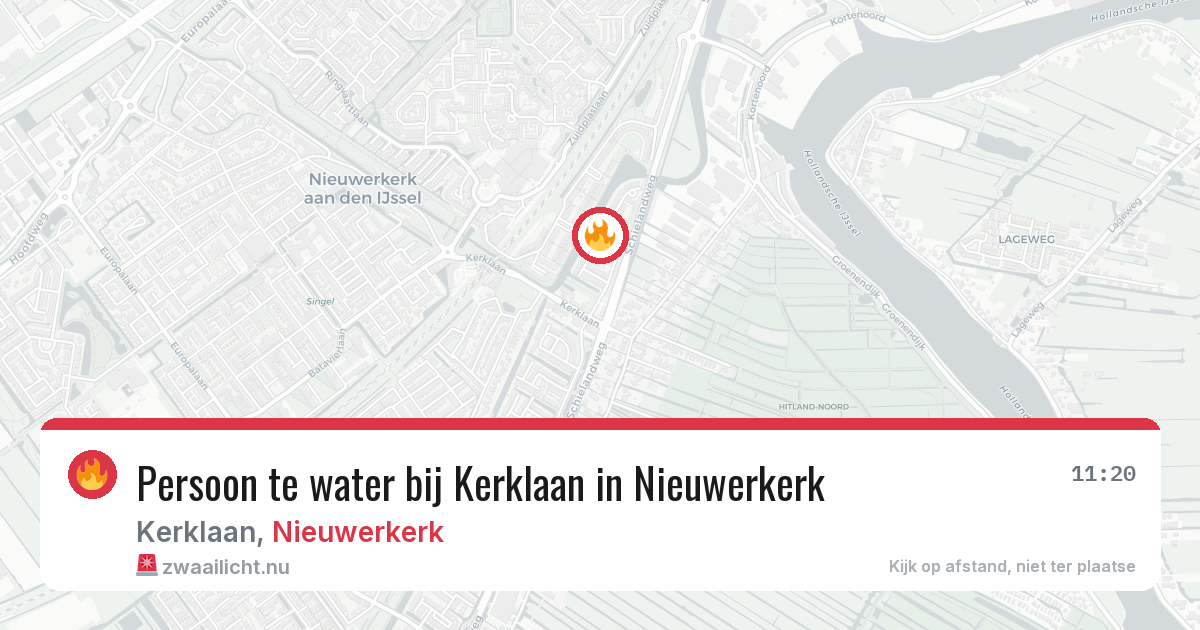 Persoon te water bij Kerklaan in Nieuwerkerk — 14 jul 2026