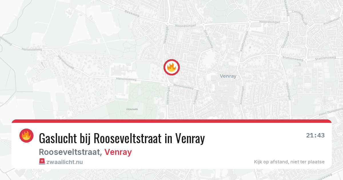 Gaslucht bij Rooseveltstraat in Venray — 17 jul 2026