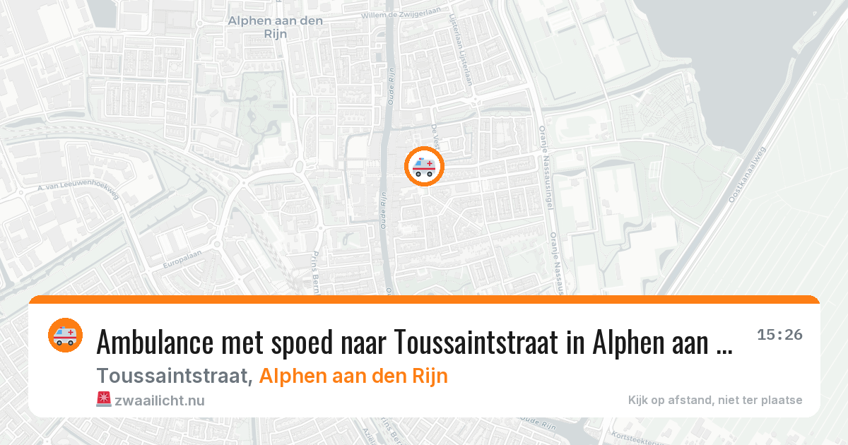 Ambulance met spoed naar Toussaintstraat in Alphen aan den Rijn — 9 jul 2026