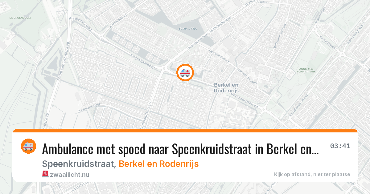 Ambulance met spoed naar Speenkruidstraat in Berkel en Rodenrijs — 13 jul 2026