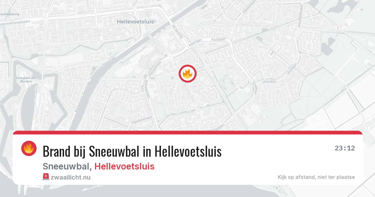 Brand bij Sneeuwbal in Hellevoetsluis — 27 mrt 2026